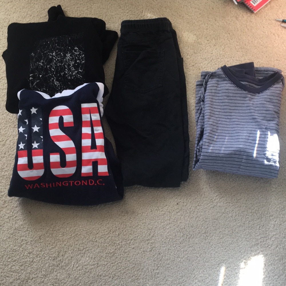 Assorted hoodies, long sleeve shirt, joggers